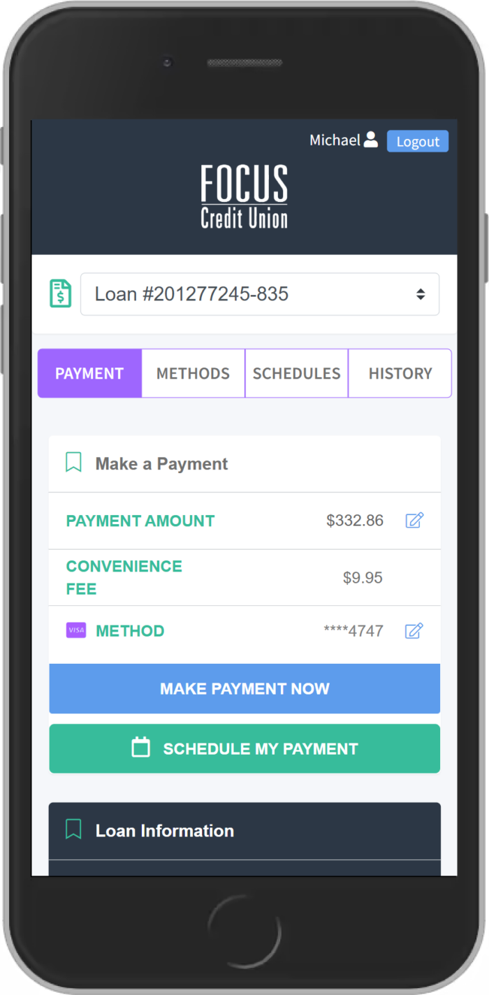 Make a Payment Now example screen